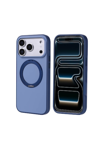 Zore Apple iPhone Uyumlu 17 Pro Max Kılıf M-safe Şarj Özellikli Standlı Omsy Proton Silikon Kapak - Lacivert