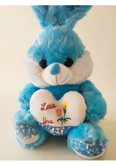 Peluş Pullu Tavşan-50 Cm Mavi