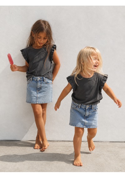 Baby Lory Kids Store Fırfır Kol Detaylı T-shirt Açık Gri