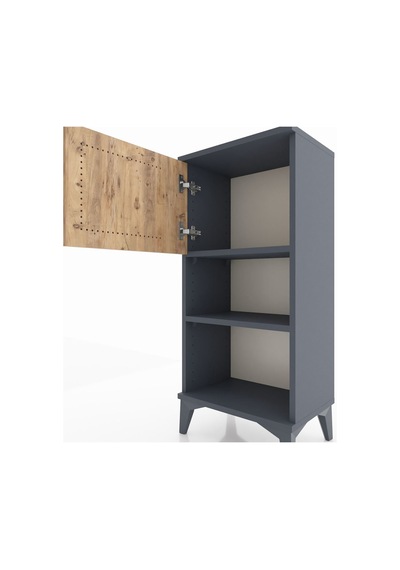 Arges Komodin 2 Raflı Tek Kapaklı 44x30x96 Antrasit-çam Antrasit