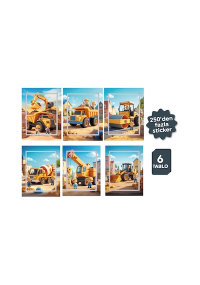 Playever Sticker Puzzle - İnşaat, Çıkartmalı Yapboz Etkinlik Kitabı