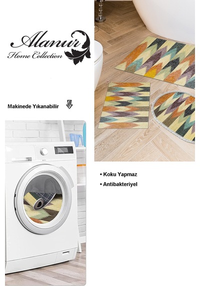 Dekoreko Kaymaz Taban Djt 3 Lü Banyo Paspas Takımı Star Pamuk Karışık Modern 629m Renkli