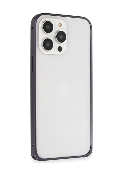 Joko Apple Uyumlu   iPhone 14 Pro Kılıf Metal Bumper Magneticsafe Kapak - Derin Mor Düz Renkli