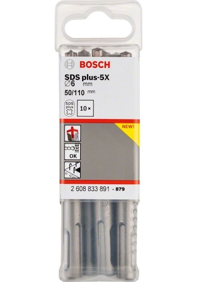 Bosch SDS-Plus 5X Kırıcı Delici Matkap Ucu 6x110 mm 10'lu Paket - 2608833891