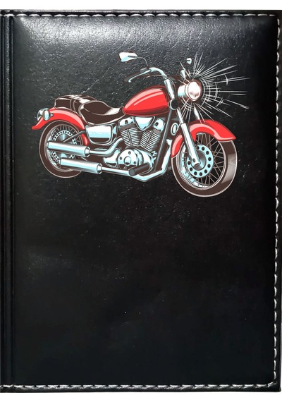 Promosyon Denizi Motorsiklet 3 Görselli Siyah Ruhsat Kabı