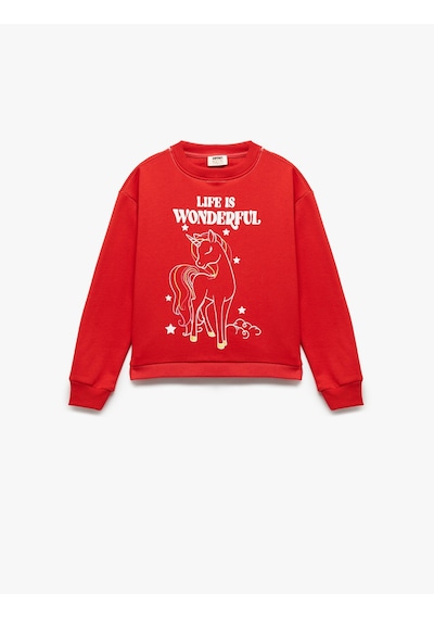 Koton Şardonlu Uzun Kollu Bisiklet Yaka Pamuklu Unicorn Baskılı Sweatshirt Kırmızı 6wkg10173ak Kırmızı Koton Şardonlu Uzun Kollu Bisiklet Yaka Pamuklu Unicorn Baskılı Sweatshirt Kırmızı 6wkg10173ak Kırmızı