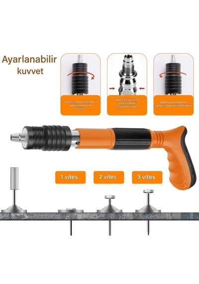 3 Kademeli Güç Ayarlı Manuel Çivi Tabancası Beton, Çelik Ve Ahşap Yüzeyler İçin Çakma Aleti