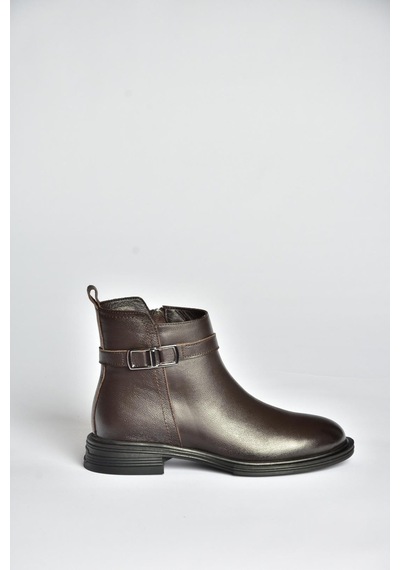 Fox Shoes V555255503 Kahverengi Alçak Tabanlı Hakiki Deri Kadın Bot Kahverengi