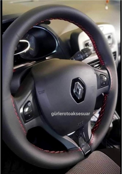 Renault Clio4 Dikmeli Direksiyon Kılıfı Kırmızı Ipli ( 38×11Cm )