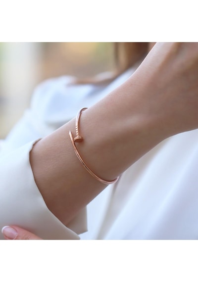 Çivi Rose Gold Gümüş Kelepçe Gümüş