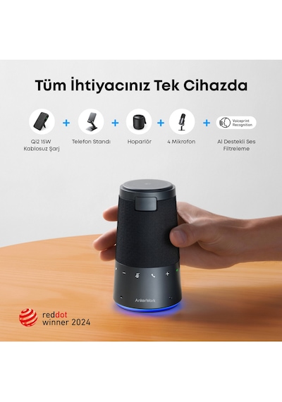 Anker Ankerwork S600 Speakerphone Siyah A3319 15w Kablosuz Şarj