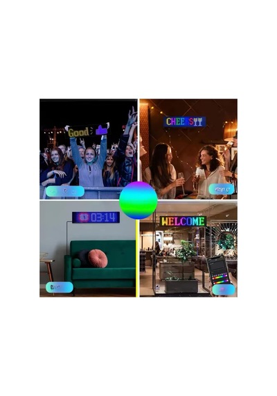 Shnstore Led Matrix Bluetooth Bağlantılı Araç Camına Uygun Pixsel Görünümlü 16x96 Pixel Shntknd0720 Çok Renkli