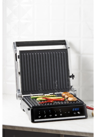 Homend Grilliant 1341h Inox Gövdeli, Döküm Plakalı, 5 Programlı, Led Ekranlı Tost Ve Izgara Makinesi