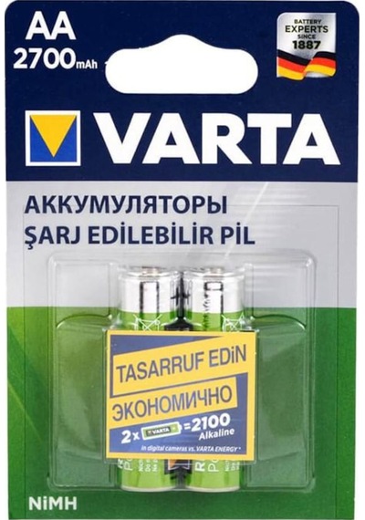 Varta 2700Mah Aa Şarjlı Kalem Pil 2 Adet Pil 2700 Mah