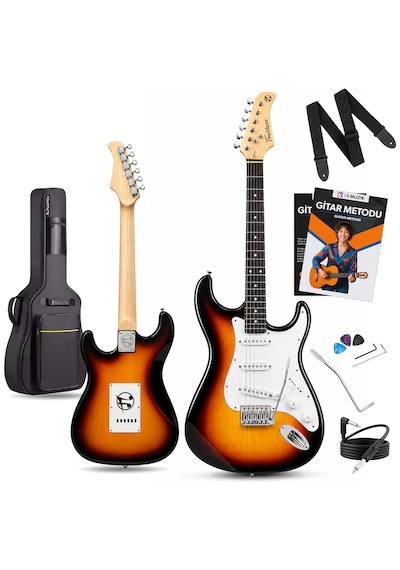 Fourtune Atlas Eg-1000sb Gül Klavye Strat Kasa Sss Sunburst Elektro Gitar Seti
