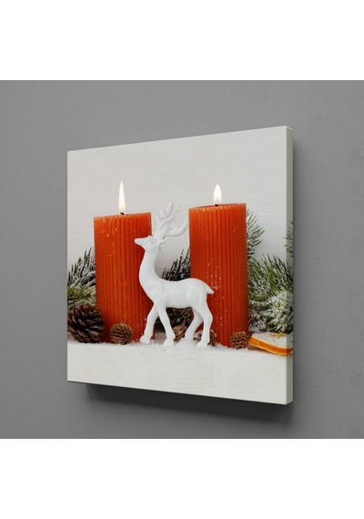 İkili Turuncu Mum Kanvas Tablo 100x100cm