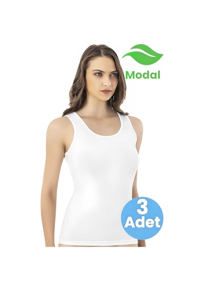 Tezzgelsin Kadın 3lü Geniş Askılı Modal Atlet Beyaz
