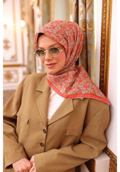 Silk Home Soft Eşarp 73077-23 Parlak Turuncu, Gri, Pembe