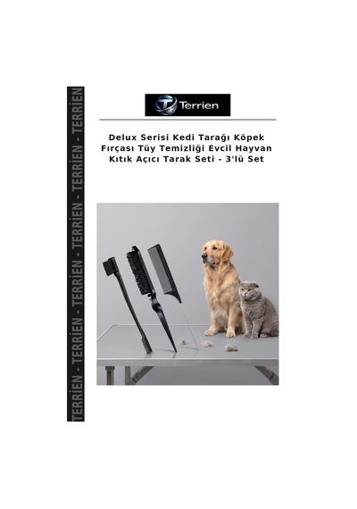 Delux Serisi Kedi Tarağı Köpek Fırçası Tüy Temizliği Evcil Hayvan Kıtık Açıcı Tarak Seti - 3'lü Set