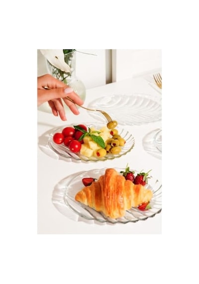 6'li Oval Desenli Cam Kase Sunum Seti Şık Ve Dayanıklı Çerezlik, Tatlı Kasesi, Meze Ve İkramlık Sunum Tabakl Diğer