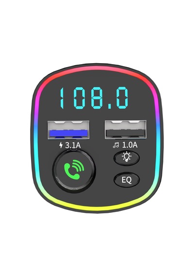 Ga03 Rgb Renkli Fm Transmitter Mp3 Çalar Bluetooth 5.3 Çakmaklık Hızlı Şarj Aleti Rgb Led Işıklı Bt 5.0