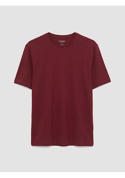 Lcwaıkıkı Classic Bordo %100 Pamuk Regular Fit Basic Tişört