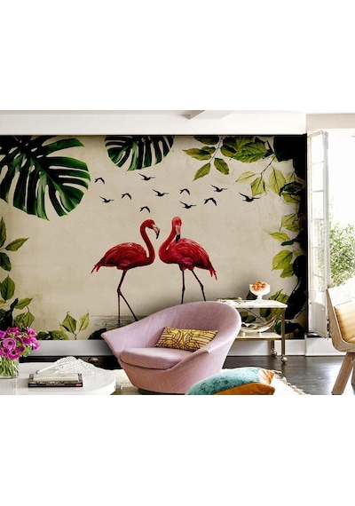Flamingolar Ve Kuşlar Duvar Kağıdı