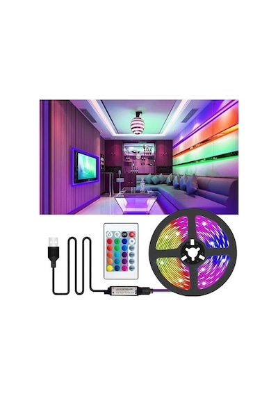 Tv Arkası Animasyonlu Rgb Şerit Led Seti Kumandalı 3 Metre - Cata - 5v Usb Girişli Enerji Sınıfı A++