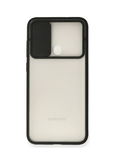 Samsung Uyumlu Galaxy A11 Kılıf Palm Buzlu Kamera Sürgülü Silikon - Siyah Çok Renkli