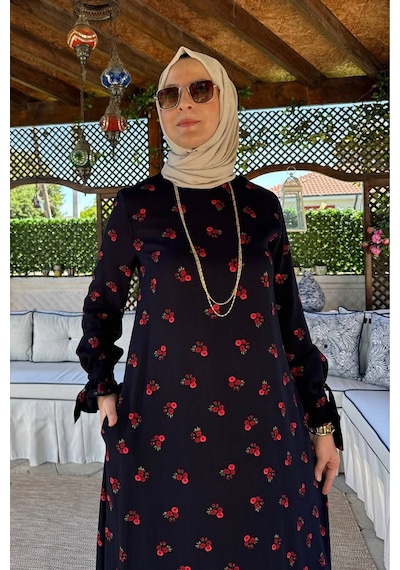 Rabia Şamlı Gül Lacivert Elbise Normal