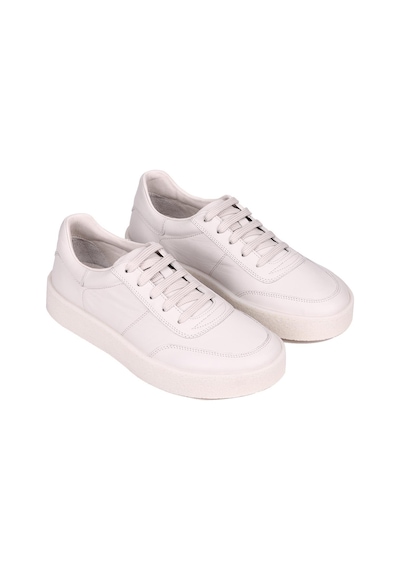 Shoetyle - Bej Renk Hakiki Deri Bağcıklı Erkek Sneaker 666-4404-1344 Bej