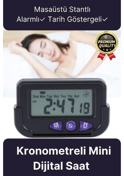 Çok Fonksiyonlu Kronometreli Alarmlı Tarih Göstergeli Masaüstü Ders Sınav Çalışma Mini Dijital Saat