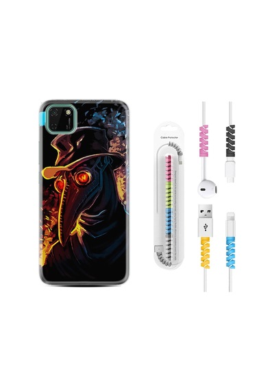 Huawei Y5P Kılıf Kablo Koruyuculu Karga 1616