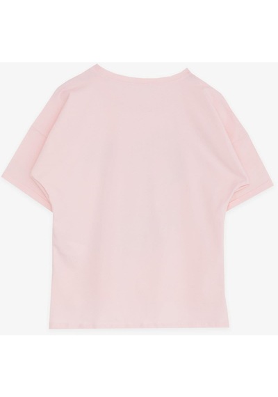Breeze Kız Çocuk Tişört Havalı Rockçı Kız Baskılı 9-16 Yaş, Pembe-Pembe