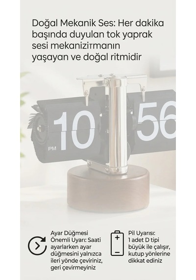 Exenar - Koyu Kahverengi - Yaprak Masa Saati Otomatik Sayfa Çevirmeli Retro Mekanik Ahşap Tasarım Flip Clock Ofis Aksesuarı Exenar - Koyu Kahverengi - Yaprak Masa Saati Otomatik Sayfa Çevirmeli Retro Mekanik Ahşap Tasarım Flip Clock Ofis Aksesuarı