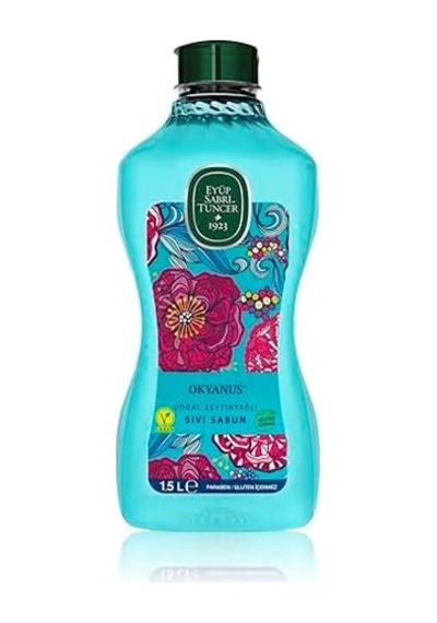 Doğal Zeytinyağlı Sıvı Sabun Okyanus 1,5 L Pet Şişe 1 Paket Açık Mavi