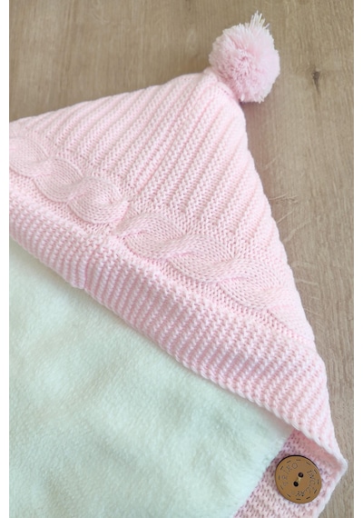 Kız Bebek Düğmeli Pembe Anakucağı Kundak Stl6382 Pembe