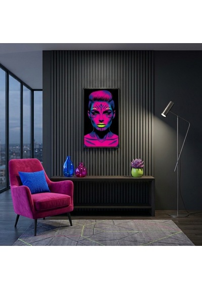 Neon Yüzler Pop Art Kadın Portre Serisi 27 Canlı Renkler Ve Asi Duruş