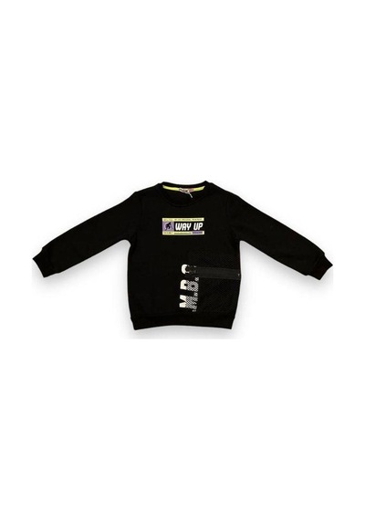Cantoy Erkek Çocuk İçi Şardonlu File Cep Detaylı Sweatshirt-15090 Siyah