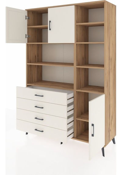 Hyperion Dolap 9 Raflı 4 Çekmeceli 3 Kapaklı 132x44x195 Çam-a... Çam Hyperion Dolap 9 Raflı 4 Çekmeceli 3 Kapaklı 132x44x195 Çam-a... Çam