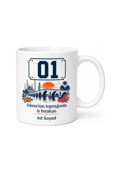 Plakalı Adana Temalı Baskılı Kupa Bardak Özel Tasarım Hediye Beyaz / Çok Renkli