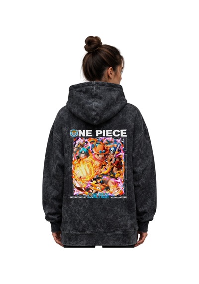 Sevbano One Piece Karakterler Anime Baskılı Unisex Oversize Premium Yıkam Siyah