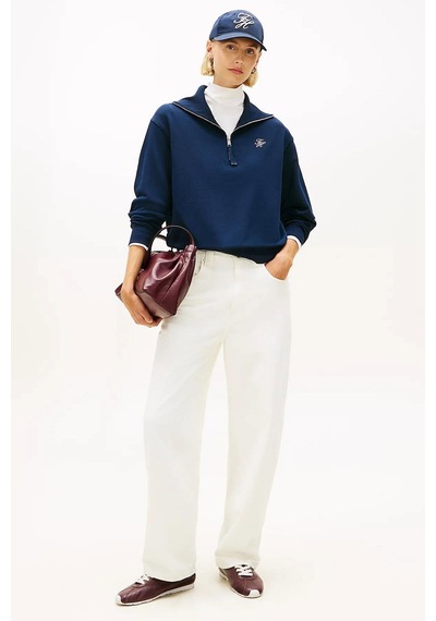 Tommy Hilfiger Kadın Yarım Fermuar Sweatshirt Lacivert