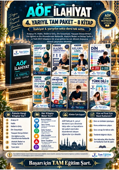 Aöf İlahiyat 4. Yarıyıl Tam Paket 8 Kitap