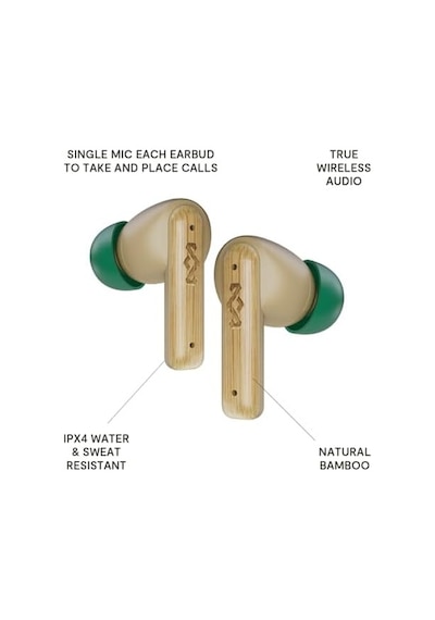 Marley Little Bird True Wireless Bluetooth Kulaklıklar Dahili Mikrofonlu Ipx4, Kulak İçi Kulaklıklarda 24 Saat Çalma Süresi, Usb-c Hızlı Şarjlı Kulaklık Kılıfı, Krem