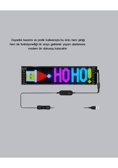 Mey İthalat Rgb Led Panel Usb Güç Girişli, Gıf Ve Yazı Gösterimli Akıllı Ekran -