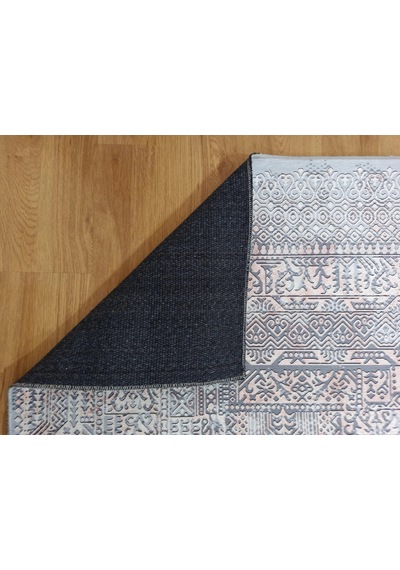 Eskitme Dokulu Gri Ve Pudra Soyut Modern Halı - 12633ou Gri - Pudra
