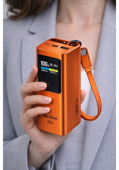 100w Pd Hızlı Şarj Powerbank 20.000mah Type-c Laptop Destekli Taşınabilir Şarj Cihazı, Alüminyum Gövde, Dijital Göstergeli Turuncu