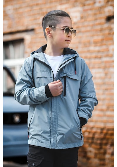 Pina Kids Erkek Çocuk Kapüşonlu Rüzgar Geçirmez Cepli Mevsimlik Mont Mm5016 Mint