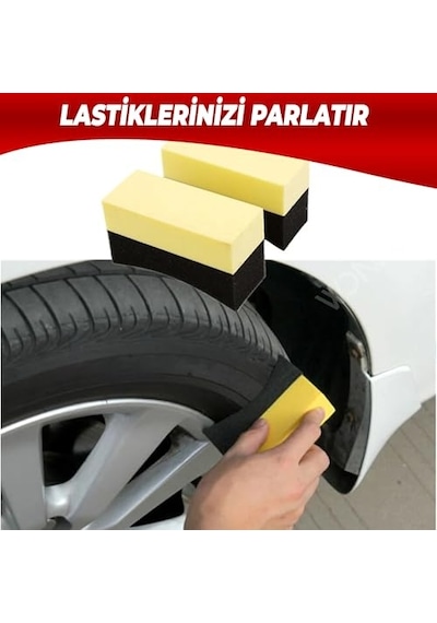 Wonkey - Oto Lastik Parlatma Uygulama Süngeri, U Şeklinde Eğimli Araba Lastiği Parlatıcı Sünger, Araç Lastik Ve Plastik Aksam Parlatma Süngeri 2 Adet